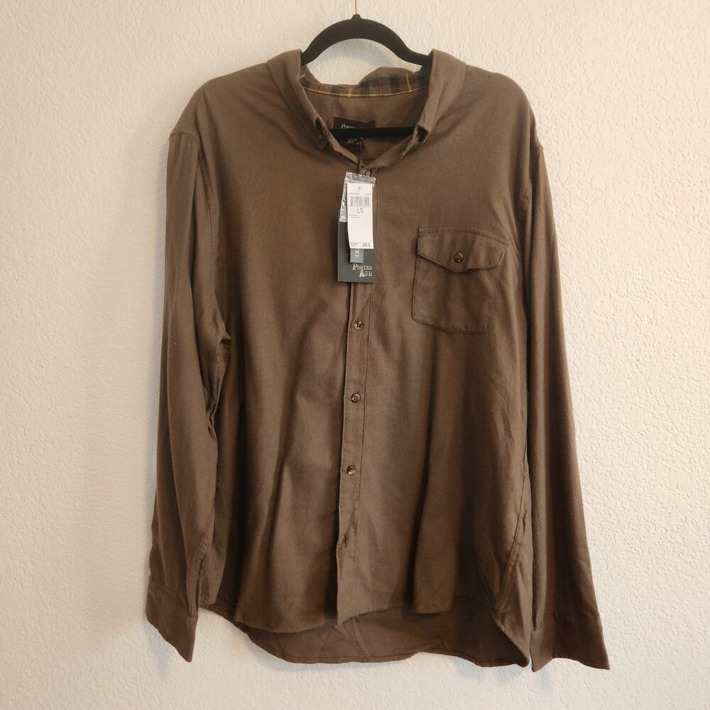 Porter & Ash Men's XL‎ Olive Long Sleeve Button Up Dress Shirt NWT - Picture 3 of 7